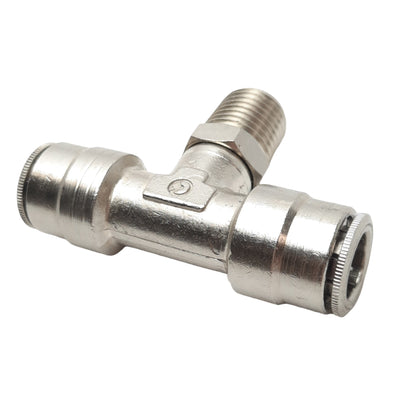 New – Open box Lot of 4 Camozzi 6430 06-04 Pneumatic Tee Swivels, 3/8 OD to 1/4 NPT, 1.6MPa