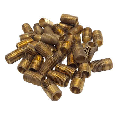 New – Open box Lot of 50 Anderson 112A-B Brass Close Nipple Fittings, 1/4in NPT, 0.88in Length