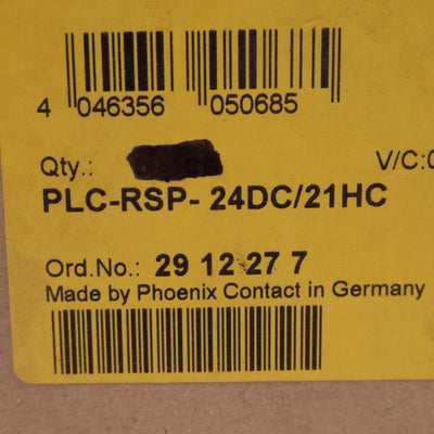 New Phoenix Contact 2912277 PLC Relay Module, 250V 10A Contact, 24VDC Coil, DIN Rail