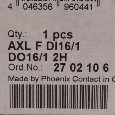 New Phoenix Contact 2702106 Digital I/O Module, 16 Inputs/Outputs, 24VDC, DIN Rail