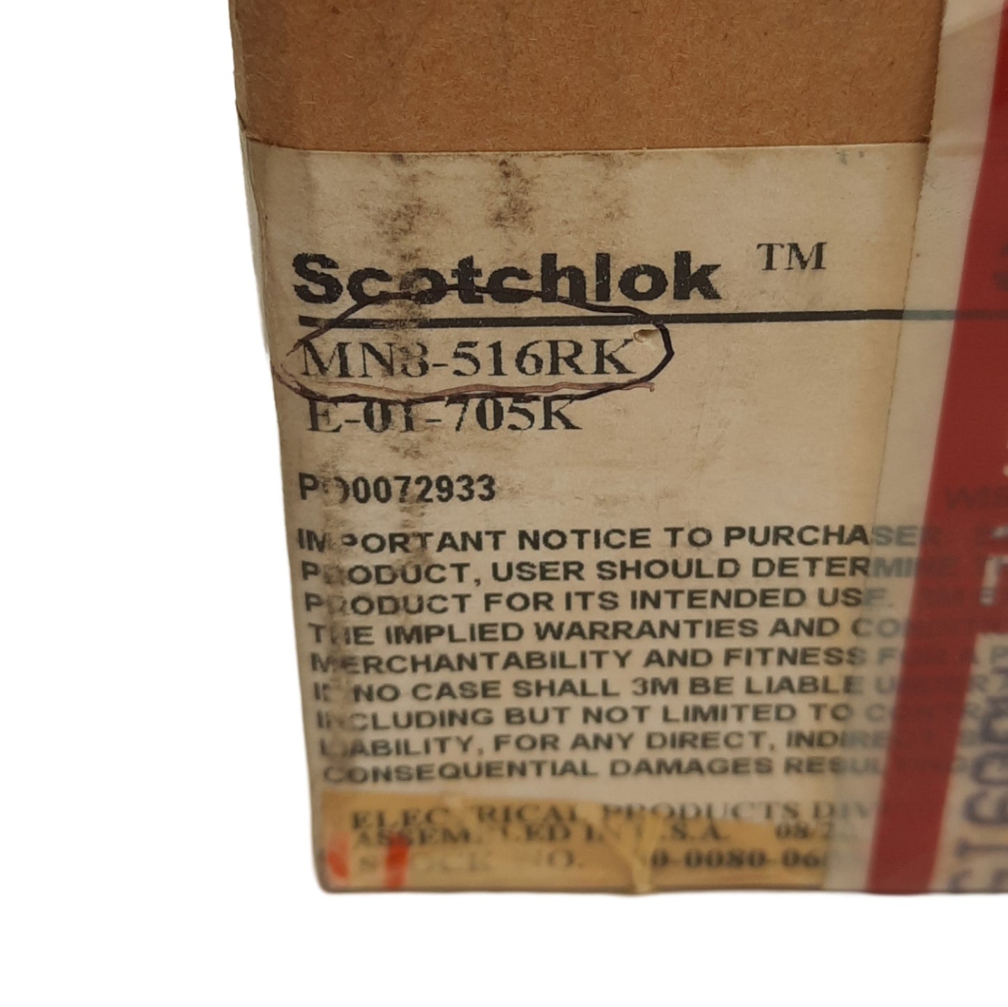 New Lot of 30 3M MN8-516RK Scotchlok Insulated Ring Terminal, 5/16in Stud, 600V