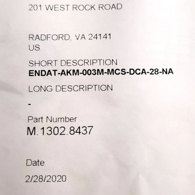 New Kollmorgen M.1302.8437 AKM Series Brushless Servo Motor Feedback Cable, 3m Long