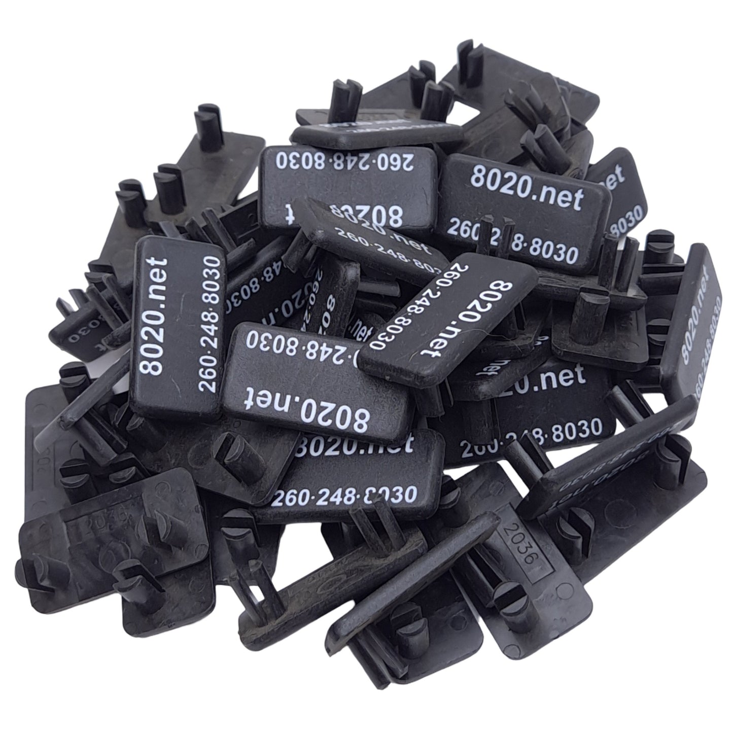 New – Open box Lot of 40 80/20 2036 Profile End Caps w/ Push-In Stems, Series 15, 1.50x0.75in