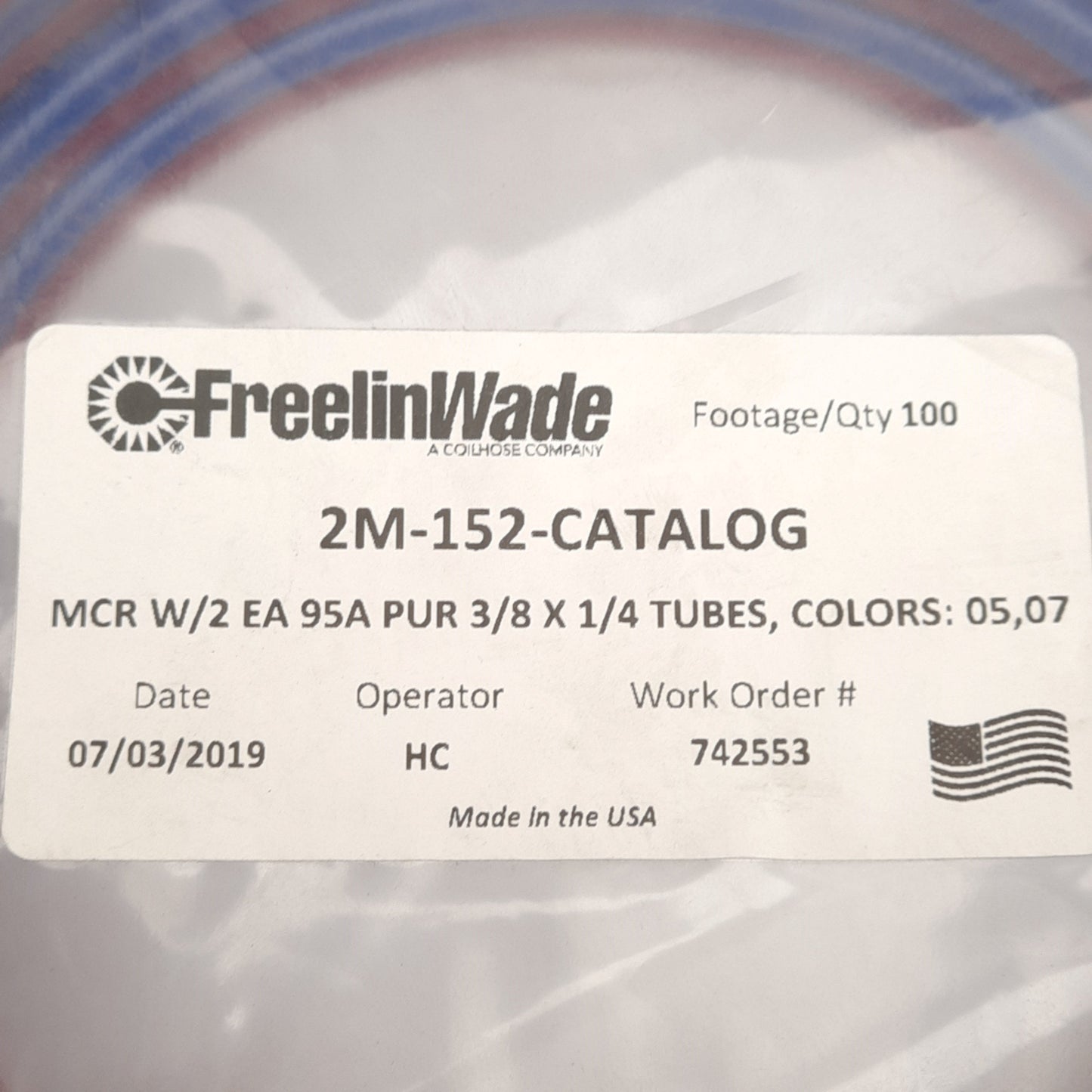 New FreelinWade 2M-152-05-07 Multi-Colored Ribbon Tubing ø3/8in OD, ø1/4in ID, 100ft