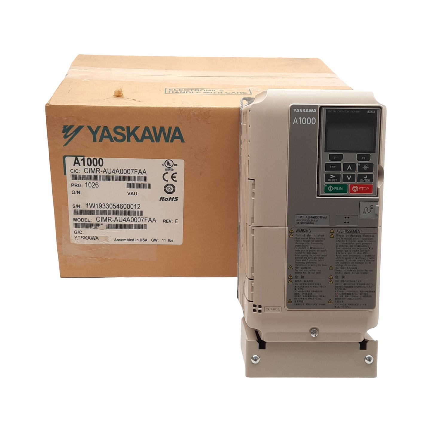 New Yaskawa CIMR-AU4A0007FAA Variable Frequency Drive 3-Phase 380-480VAC 0-400Hz 3kW