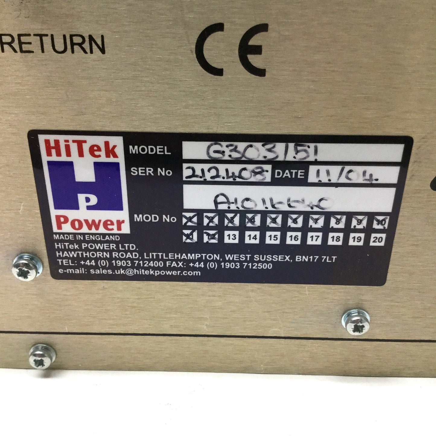 Used HiTek G303/51 High Voltage 35kV Electron Gun Power Supply from GEMINI Supra 35VP