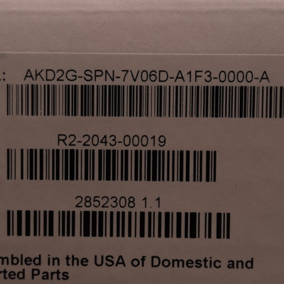 New Kollmorgen AKD2G-SPN-7V06D-A1F3-0000-A Servo Drive, 3Ø 480VAC 6A, 0-599Hz, 8kVA