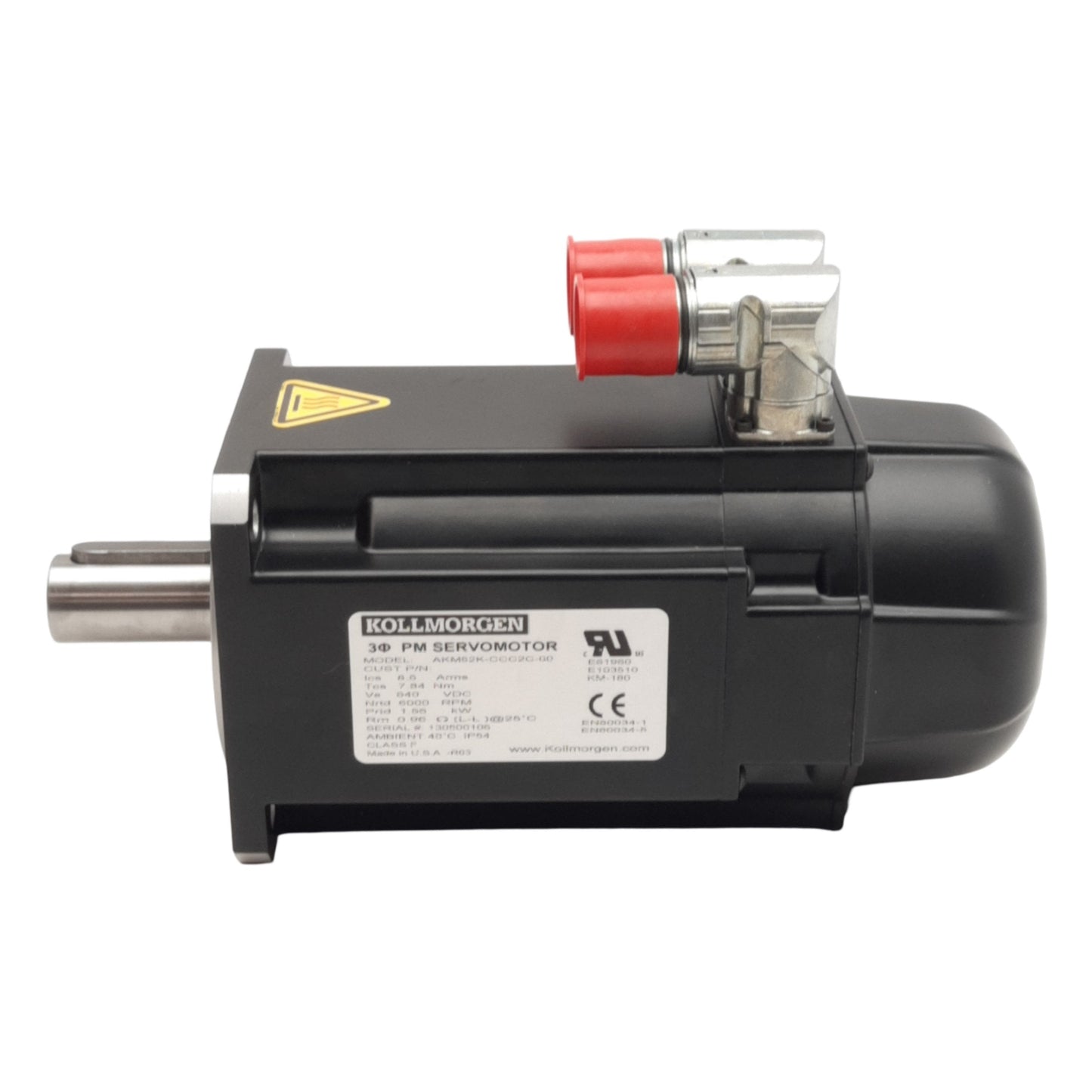 New Kollmorgen AKM52K-CCC2C-00 Servo Motor, 3-Phase 480VAC 8.5A 1.56kW, 108mm Flange