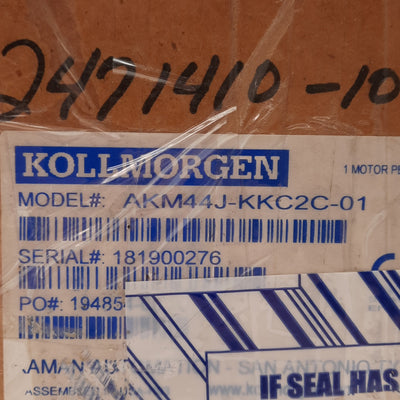 New Kollmorgen AKM44J-KKC2C-01 Servo Motor, 3-Phase 480VAC 7.7A 1.21kW, 84mm Flange