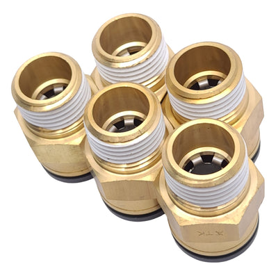 New – Open box Lot of 5 SMC KV2H15-37S Pneumatic Fittings, Male, 5/8in OD, 1/2in NPT, 1.0MPa