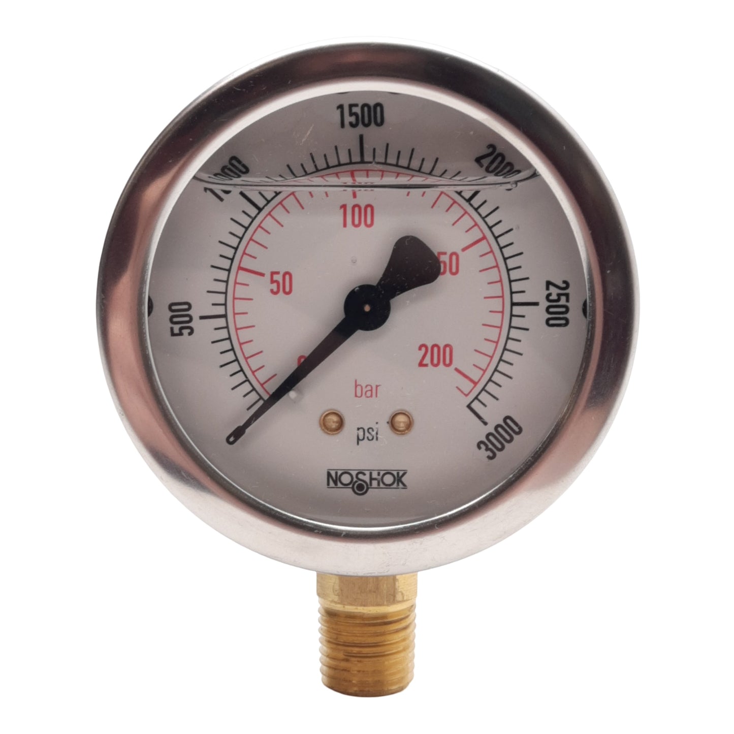 New NOSHOK 25-901-3000-PSI/KPA Pressure Gauge, ø2-1/2in, 0-3000PSI, 1/4in NPT