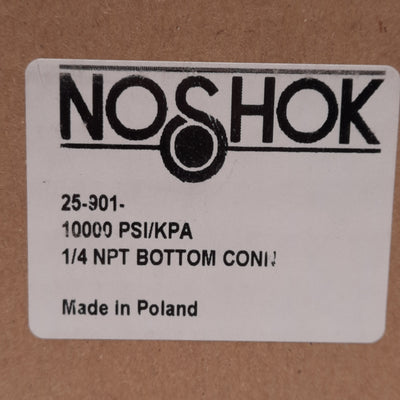 New NOSHOK 25-901-10000-PSI/KPA Pressure Gauge, ø2-1/2in, 0-10000PSI, 1/4in NPT