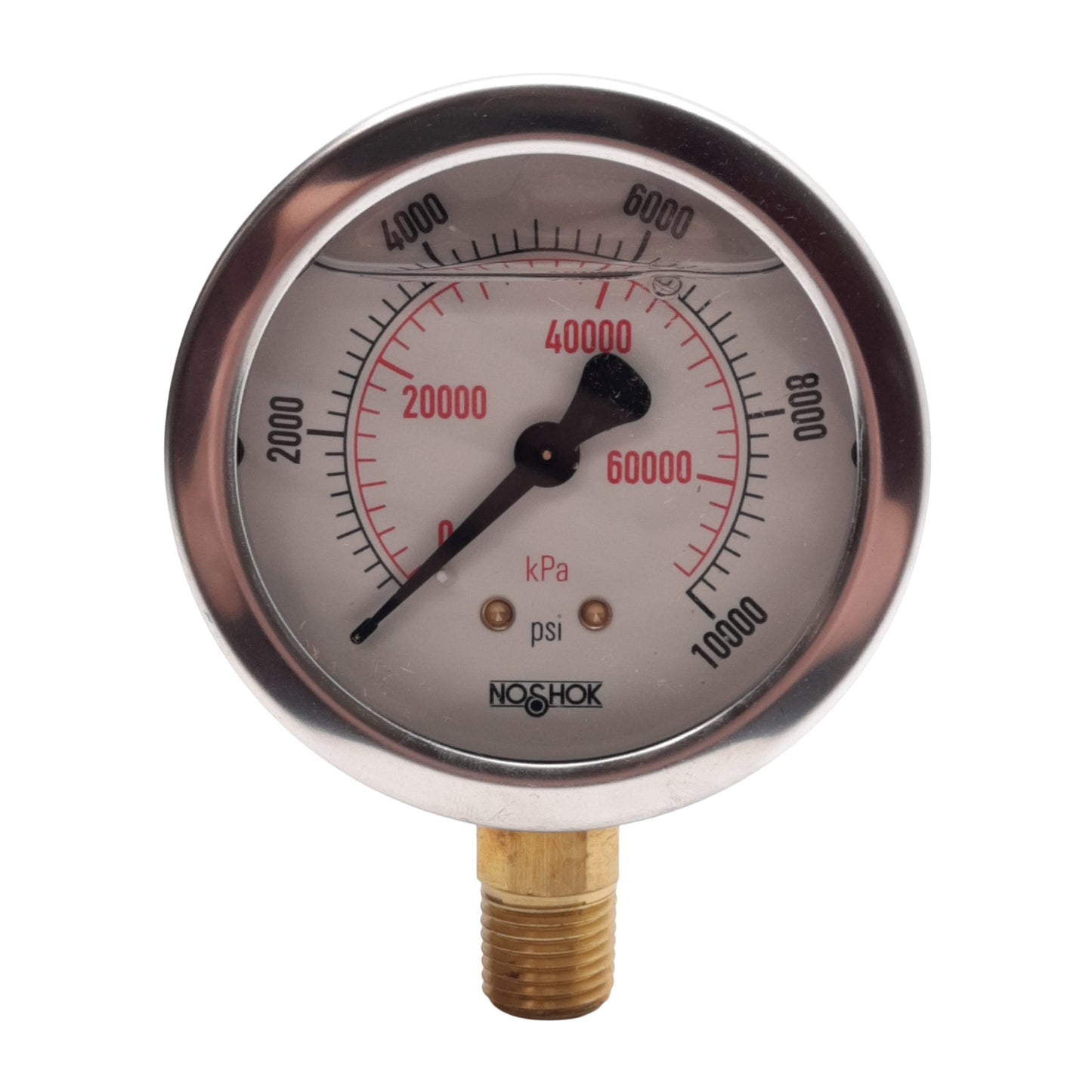 New NOSHOK 25-901-10000-PSI/KPA Pressure Gauge, ø2-1/2in, 0-10000PSI, 1/4in NPT
