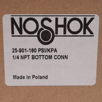 New NOSHOK 25-901-160-PSI/KPA Pressure Gauge, ø2-1/2in, 0-160PSI, 1/4in NPT