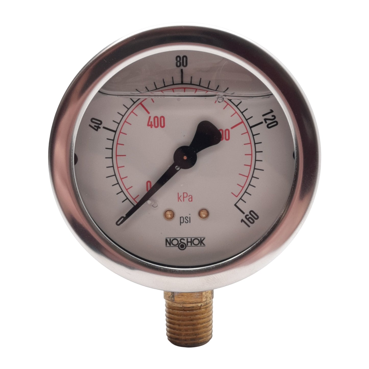 New NOSHOK 25-901-160-PSI/KPA Pressure Gauge, ø2-1/2in, 0-160PSI, 1/4in NPT