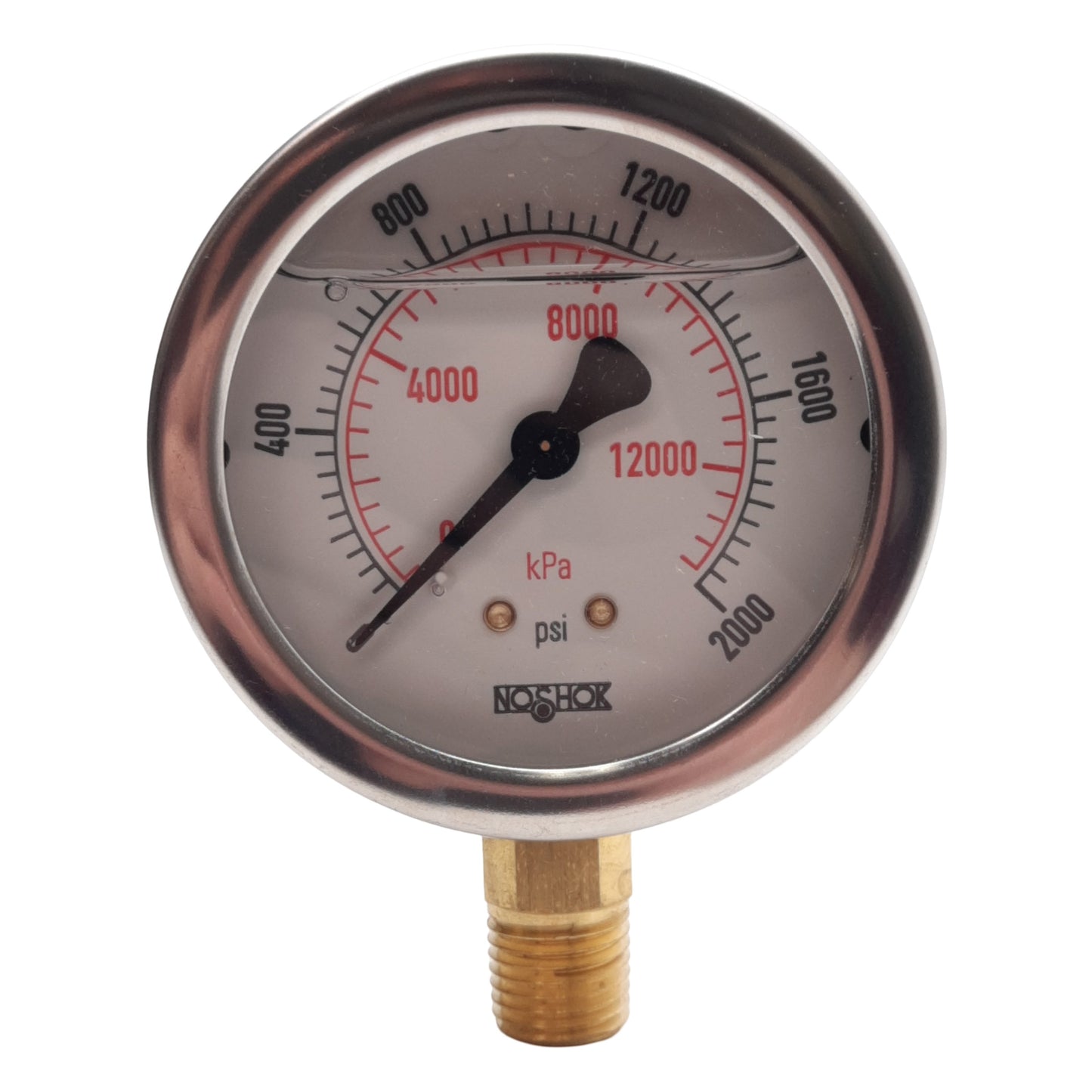 New NOSHOK 25-901-2000-PSI/KPA Pressure Gauge, ø2-1/2in, 0-2000PSI, 1/4in NPT