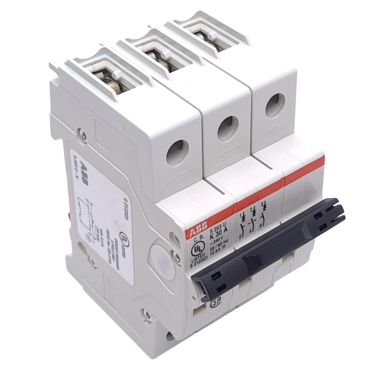 New ABB S203U-K30 Miniature Circuit Breaker, 3-Pole, 240-400VAC 30A, DIN Rail