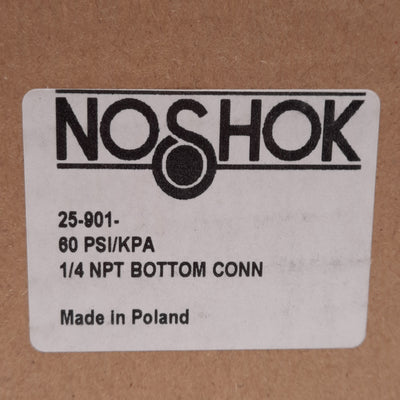 New NOSHOK 25-901-60-PSI/KPA Pressure Gauge, ø2-1/2in, 0-60PSI, 1/4in NPT Thread