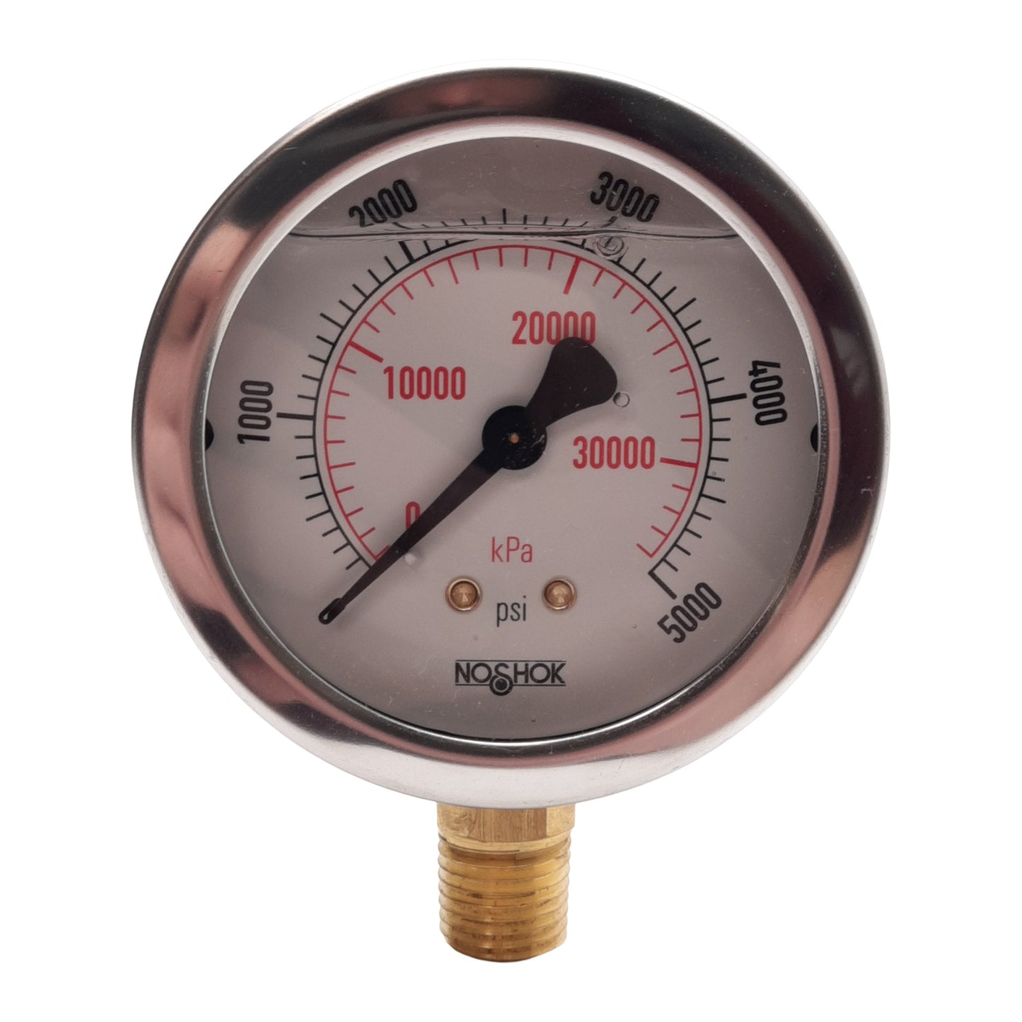 New NOSHOK 25-901-5000-PSI/KPA Pressure Gauge, ø2-1/2in, 0-5000PSI, 1/4in NPT