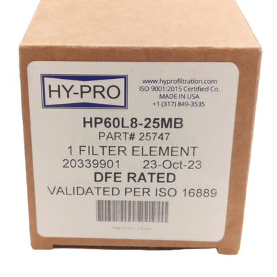 New Hy-Pro HP60L8-25MB Filter Element 1.67in ID, ø3.1in x 8.2in Length, 225°F Max