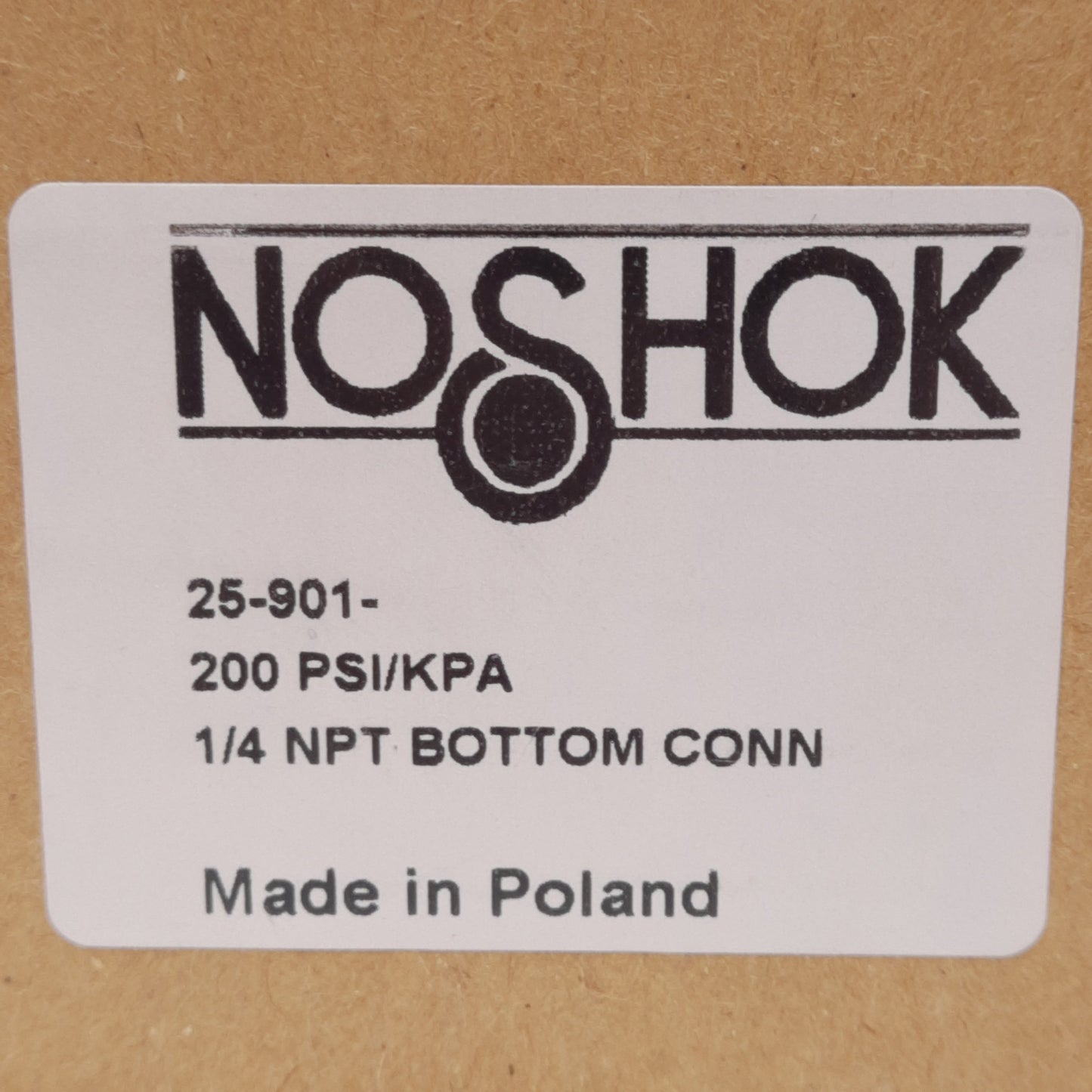 New NOSHOK 25-901-200-PSI/KPA Pressure Gauge, ø2-1/2in, 0-200PSI, 1/4in NPT
