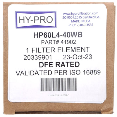 New Hy-Pro HP60L4-40WB Filter Element, ø3.1in x 4.6in Length, 225°F Max, 150PSID Max