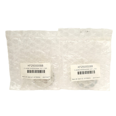 New Lot of 2 Aligent KF250000SB Blank Off Flanges, NW25, Stainless Steel, 0.2in L