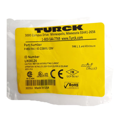 New Turck P-RSV RKV 40-2184XL-15M Hazardous Location Cordset, 7/8" Minifast, 4 Poles