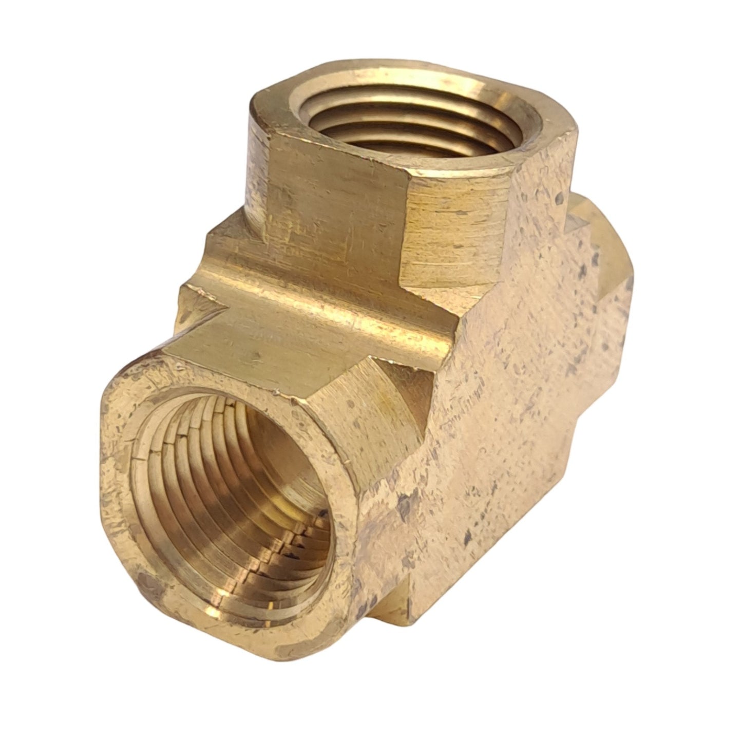 Used Lot of 2 Parker 2203P-8 Brass Union Tee Fitting, 1/2in NPT Female, ø0.703in