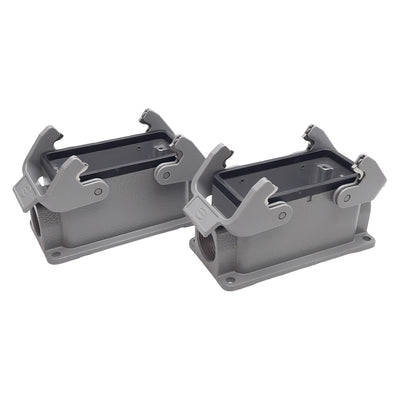 New Lot of 2 Harting 19300161231 HAN 16B-asg-1-QB-M25 Side Entry Aluminum Hood, M25