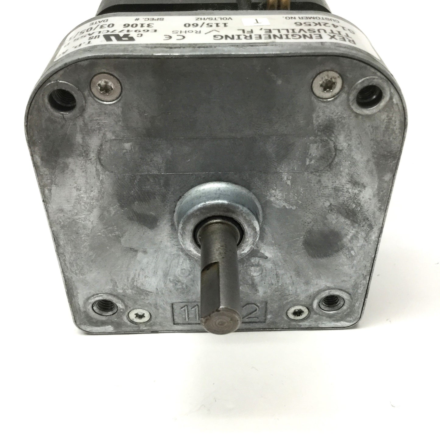 Used Rex Engineering 6142K56 AC Gear Motor 115VAC, 35RPM, 15in-lb, 1/120HP