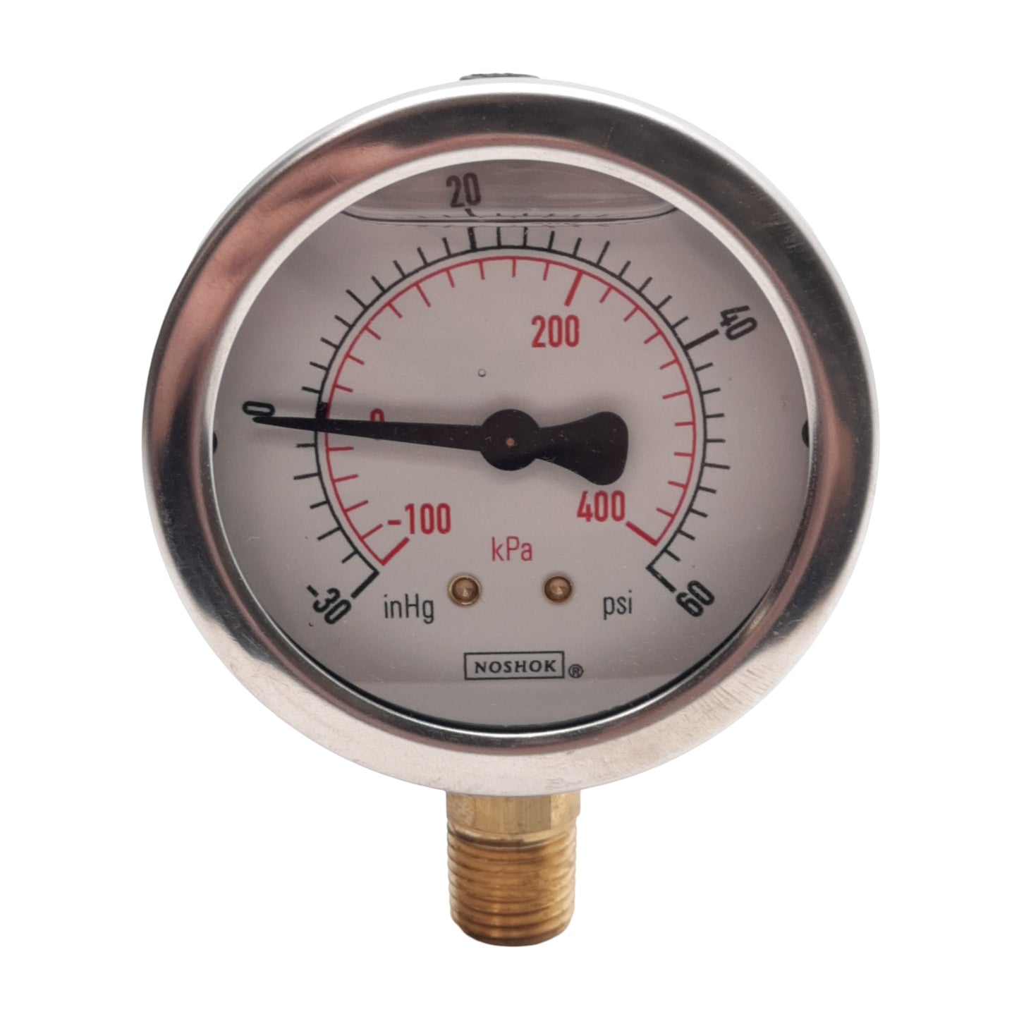 New NOSHOK 25-901-30/60-PSI/KPA Pressure Gauge, ø2-1/2in, -30inHg~60PSI, 1/4in NPT