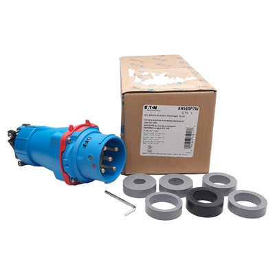 New – Open box Eaton AH560P7W Pin & Sleeve Watertight Plug, 4-Pole + Ground, 3Ø 480Y/277VAC 60A