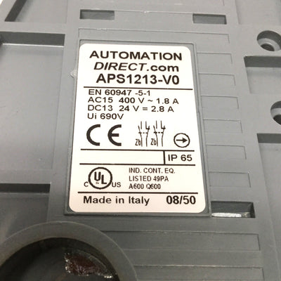 Used Automation Direct APS1213-V0 Foot Switch Pedal 600VAC/250VDC 10A, 2NO-2NC