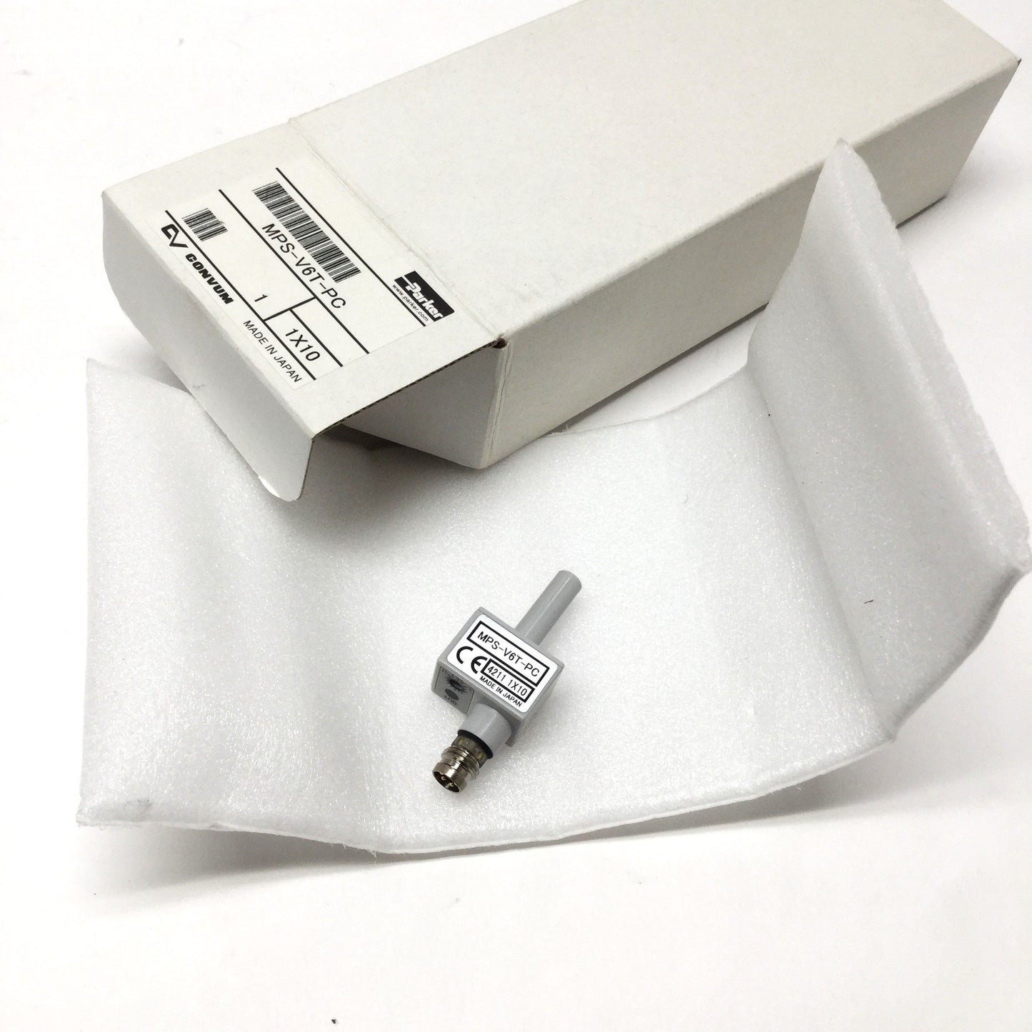 New Parker Convum MPS-V6T-PC Vacuum Pressure Sensor, 0 to -30inHg, 6mm Tube, PNP