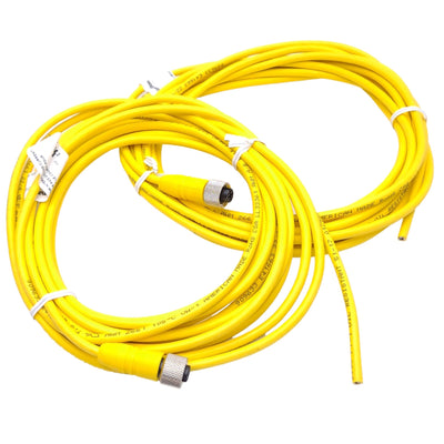 New Lot of 2 Lumberg RKT 4-633/5M Cordsets, Single End M12 4-Pin Female, 250V 4A, 5m