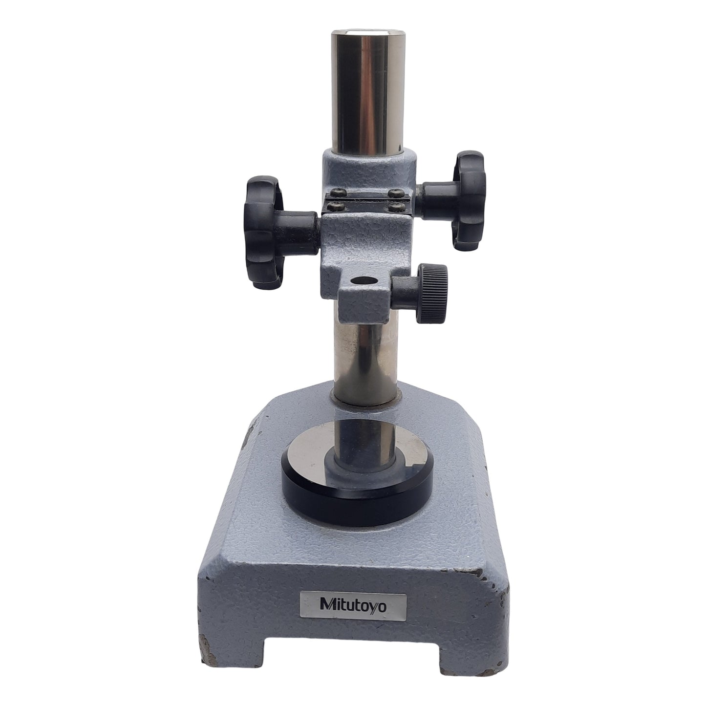 Used Mitutoyo 7004 Dial Gage Stand w/ Flat Anvil ø30mm Shaft, ø3/8in Stem, 4in Travel
