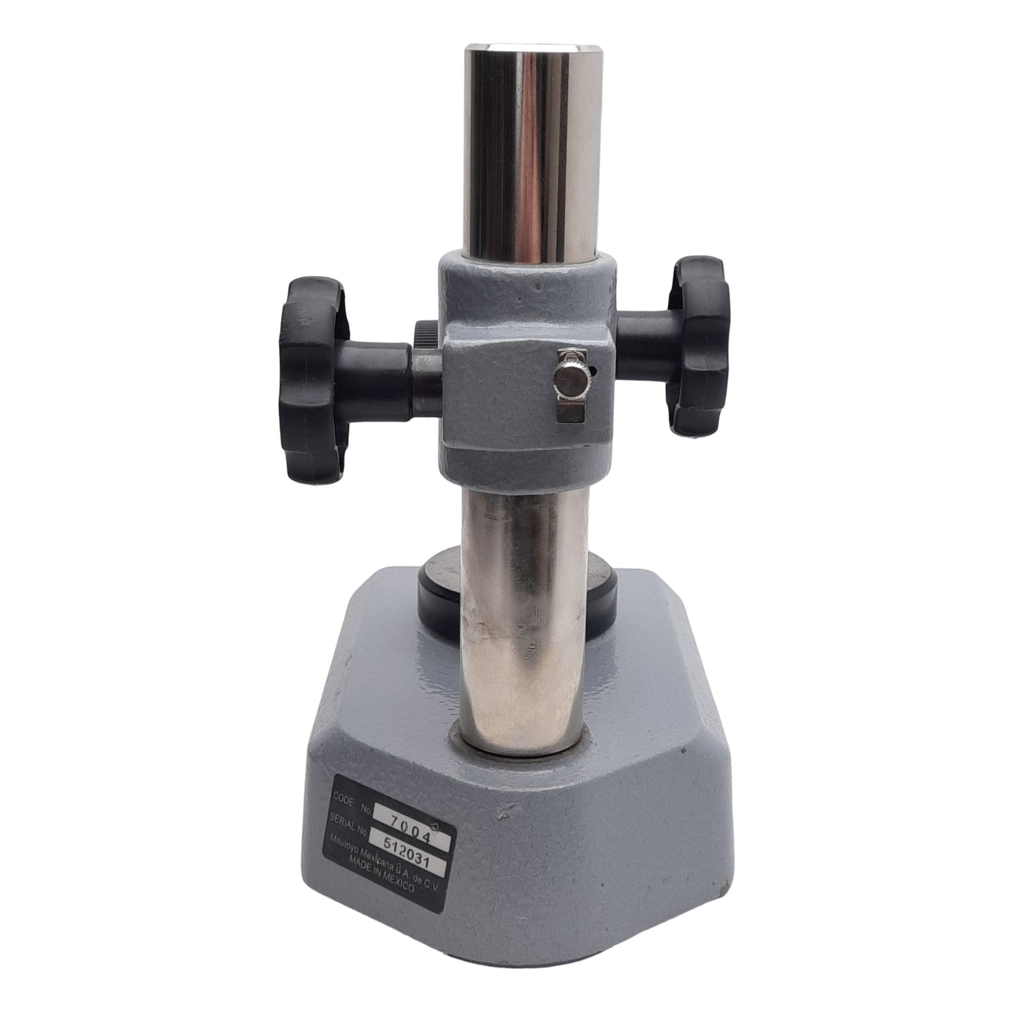 Used Mitutoyo 7004 Dial Gage Stand, ø30mm Shaft ø3/8in Stem, 4in Travel *Rusty Anvil*
