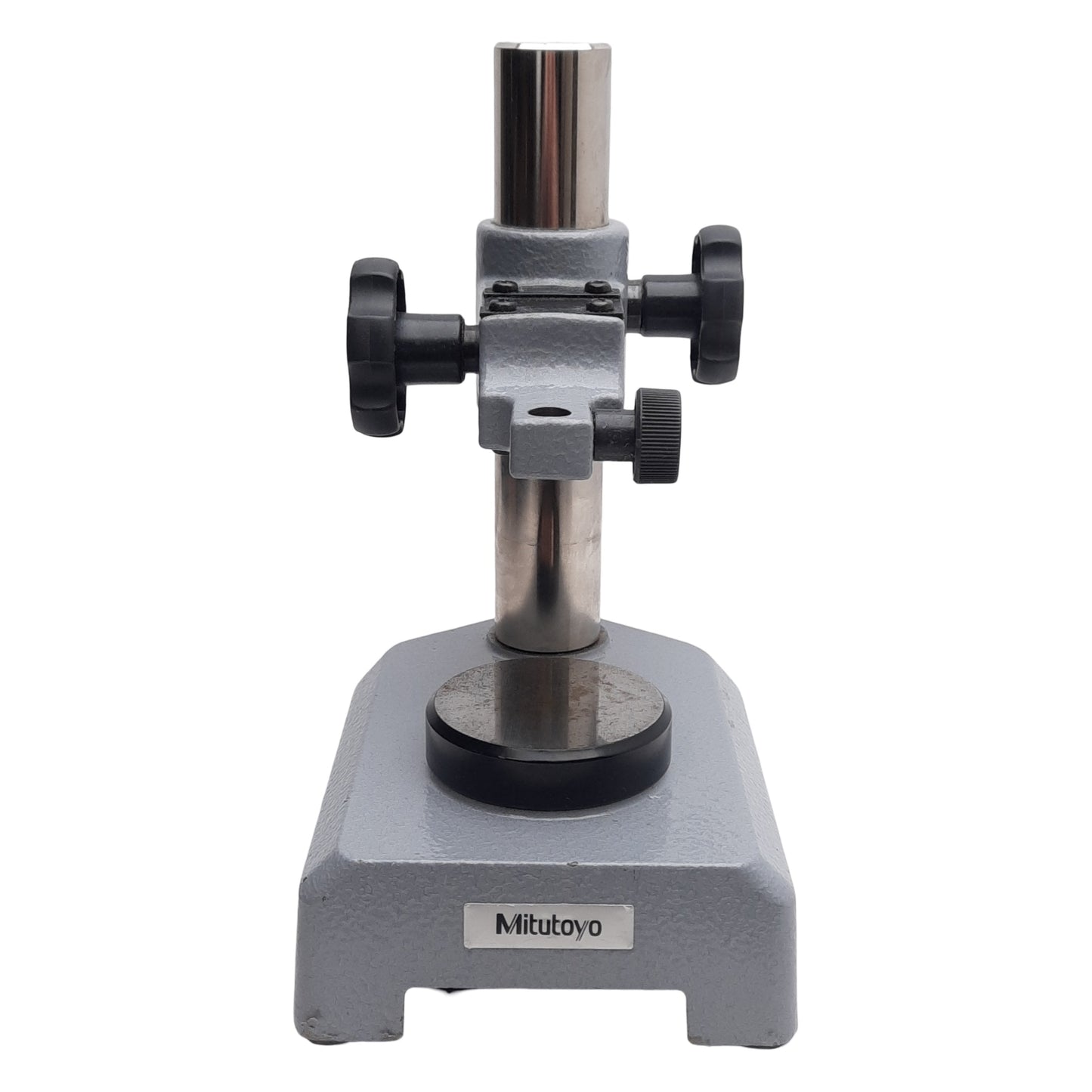 Used Mitutoyo 7004 Dial Gage Stand, ø30mm Shaft ø3/8in Stem, 4in Travel *Rusty Anvil*