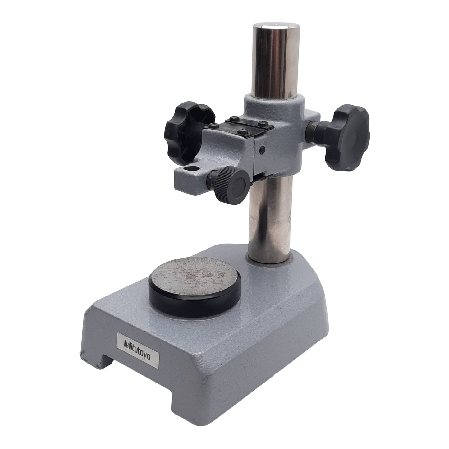 Used Mitutoyo 7004 Dial Gage Stand, ø30mm Shaft ø3/8in Stem, 4in Travel *Rusty Anvil*