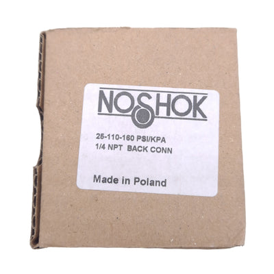 New NOSHOK 25-110-160-PSI/kPa Pressure Gauge, 160psi/kPa, 1/4in NPT, ø2.5in