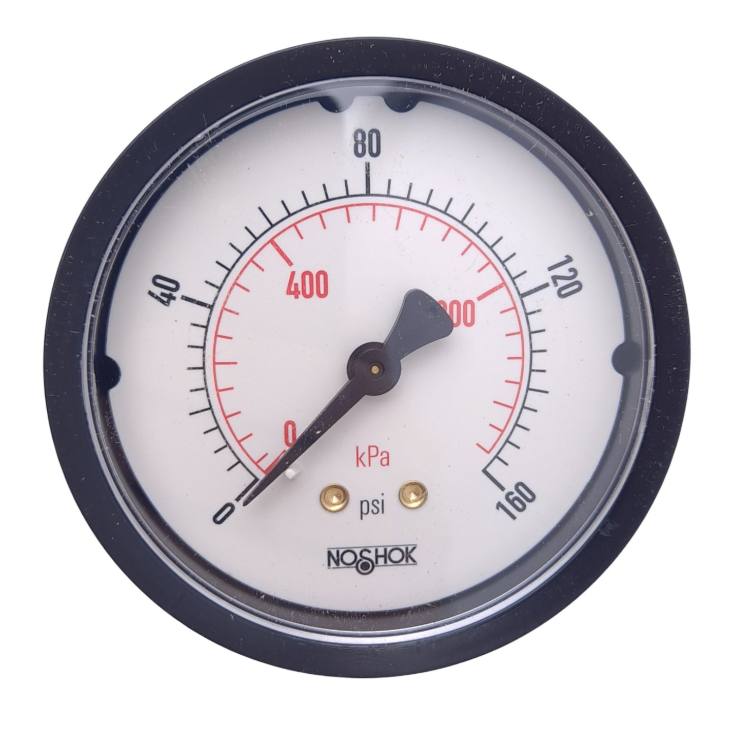 New NOSHOK 25-110-160-PSI/kPa Pressure Gauge, 160psi/kPa, 1/4in NPT, ø2.5in
