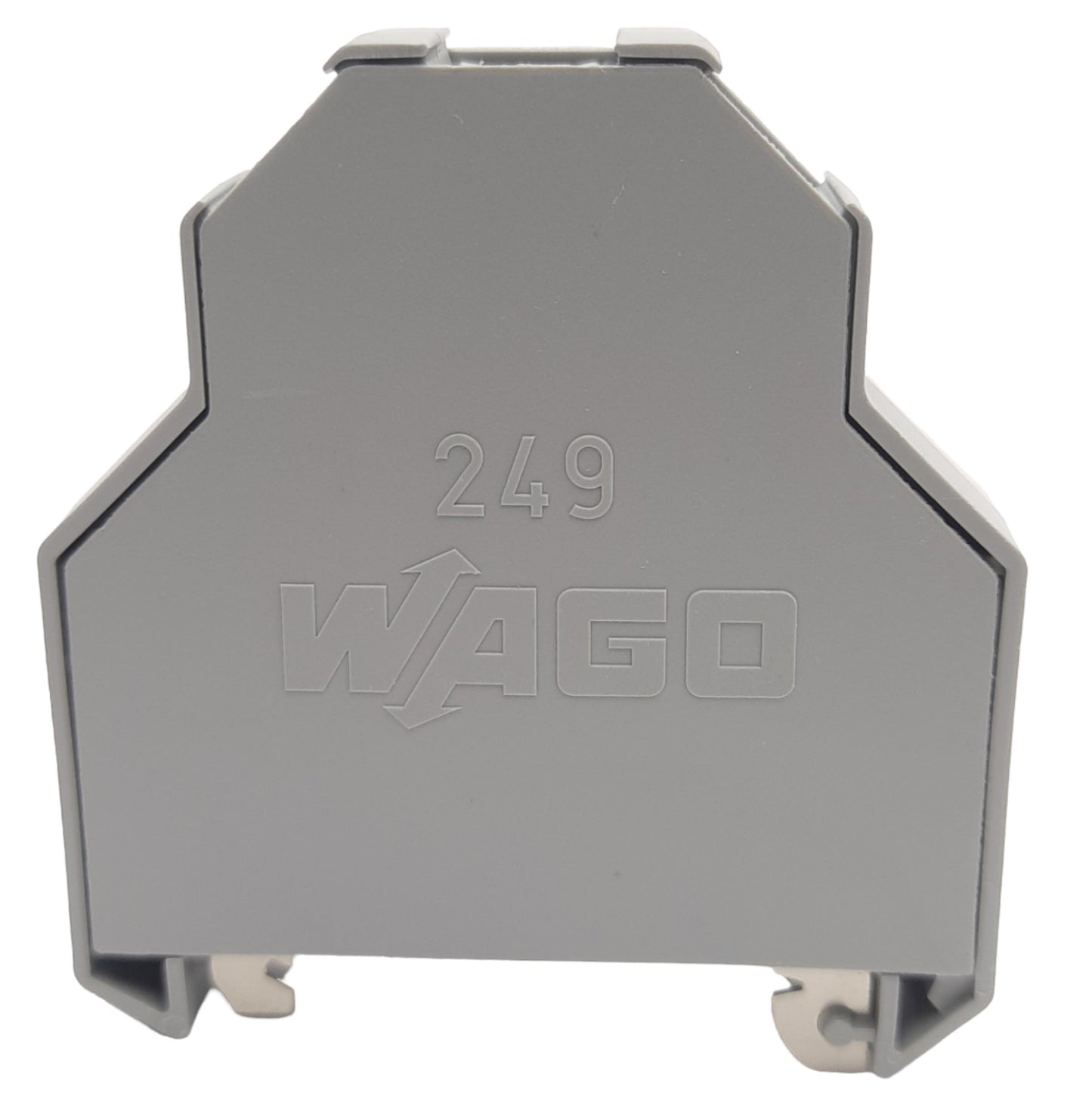 New Lot of 4 WAGO 249-197 Screwless End Stop Terminal Block, 14mm, DIN-35 Rail, Gray