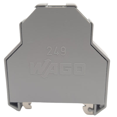 New Lot of 4 WAGO 249-197 Screwless End Stop Terminal Block, 14mm, DIN-35 Rail, Gray