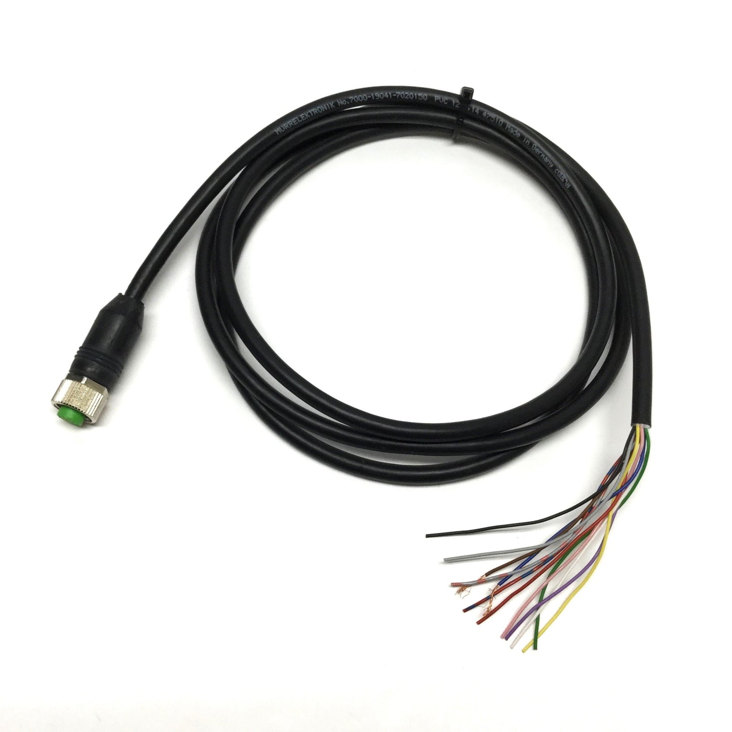 Used Murr 7000-19041-7020150 Cable Cordset M12 Female A-Coded, 12-Pin, 1.5m Long