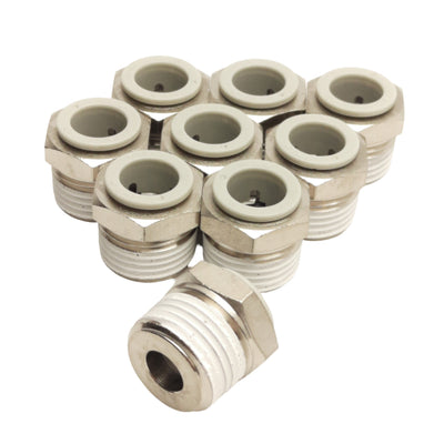New Lot of 9 KQ2H12-04NS Pneumatic Fittings Rc1/2 to 12mm P2C Tubing, 1.0MPa