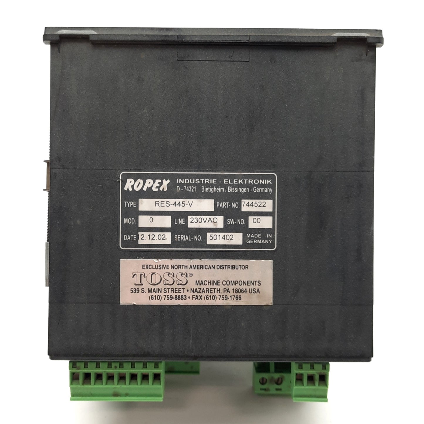 Used ROPEX RES-445-V Resistron Impulse Heat Sealing Band Controller, 0-500°C 230VAC