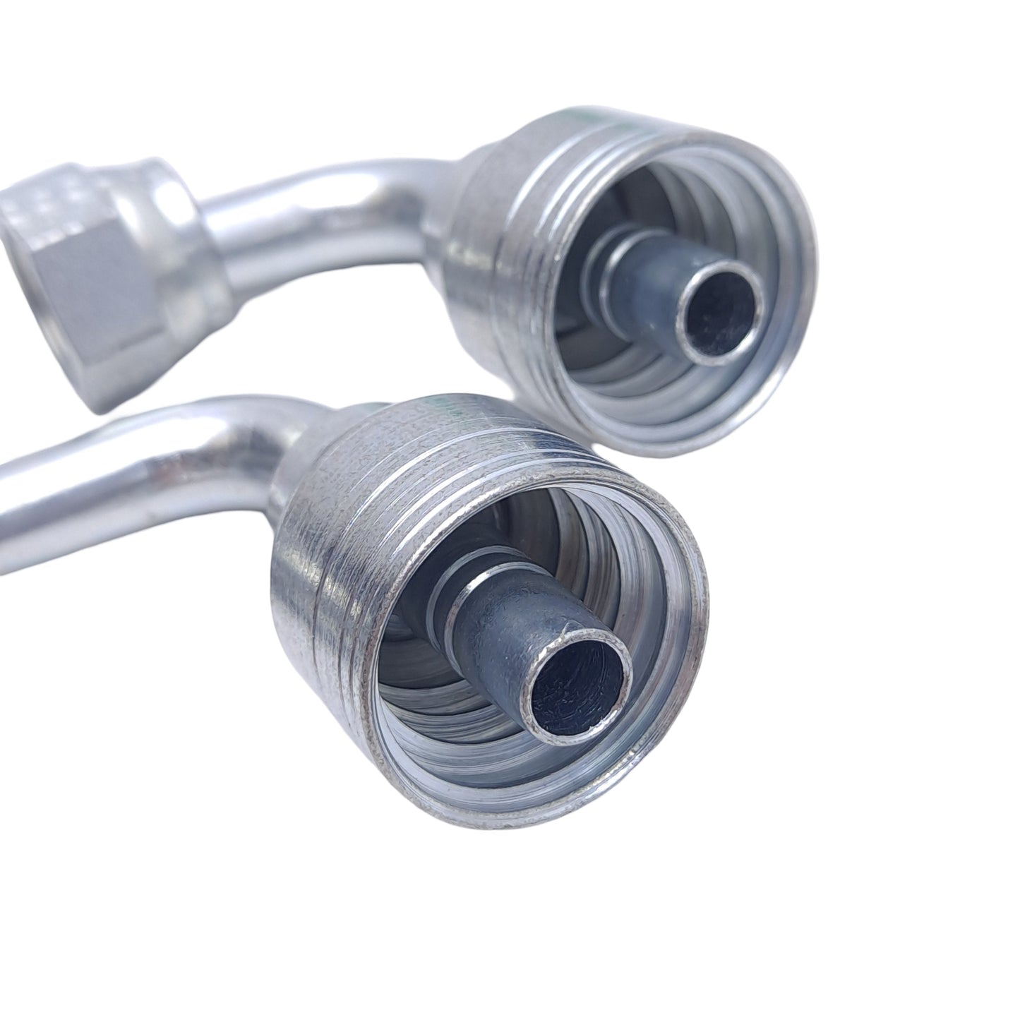 New Lot of 2 Danfoss 1AA6FRB6.038 Crimp Hose Fittings, 90° Elbow, ORFS, -6 Hose