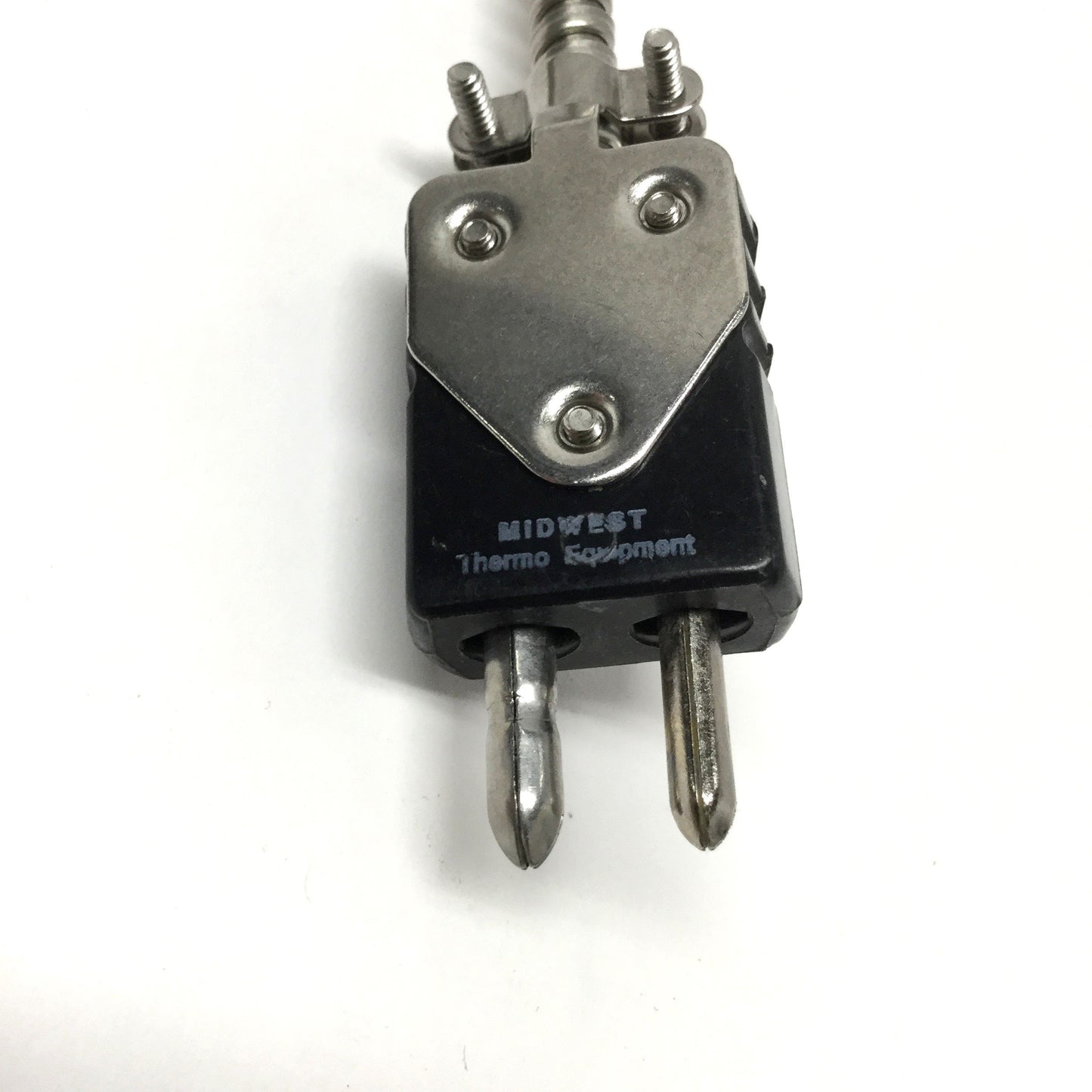 New – Open box Midwest 90° Rigid Sheath Bayonet Thermocouple, SS Hose, Type J, 4.5" x Ø3/16"