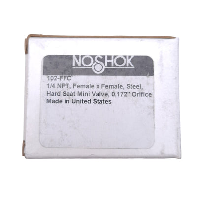 New NOSHOK 102-FFC Hard Seat Mini Needle Valve, 10000PSI, 1/4 NPT, 0.172in Orifice